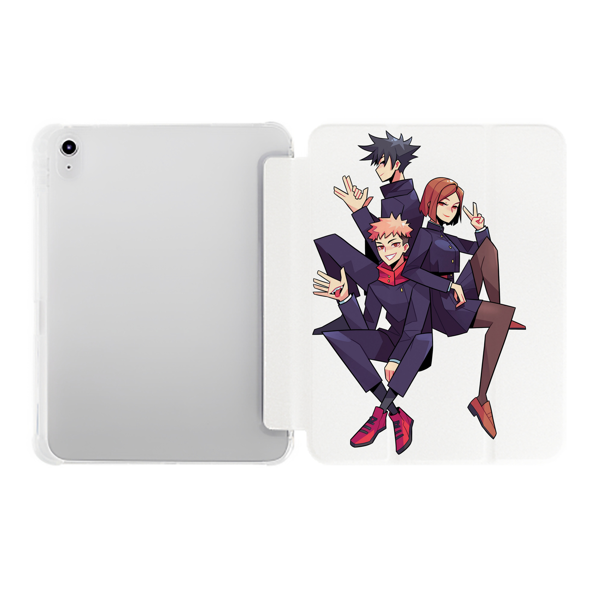 （画像用） 呪術廻戦 Jujutsu Kaisen IPad ケース ペン収納付き 三つ折りスタンド PUレザー×シリコン 対応機種9.5/10.5/10.9インチ